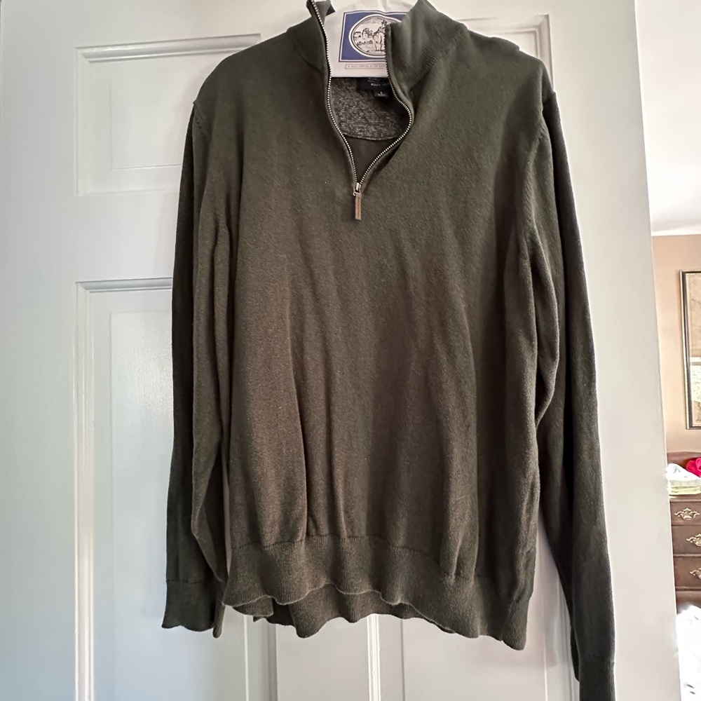 Nordstrom Green Zip Up Sweater Classic Knit